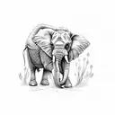 Elephant plants tattoo design idea
