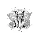 Elephant plants tattoo design idea
