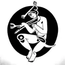Muscular Krishna playing flute tattoo design idea