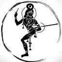 Muscular Krishna playing flute tattoo design idea