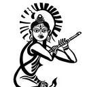 Muscular Krishna playing flute tattoo design idea