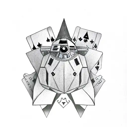 dices with cards and Star Wars tattoo design idea