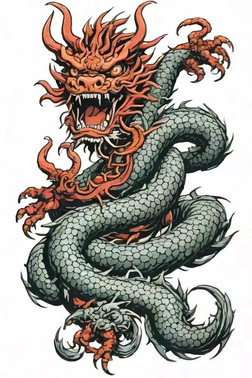 red dragon angry tattoo design idea