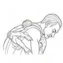 man Hugging inner child tattoo design idea