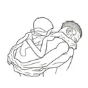 man Hugging inner child tattoo design idea