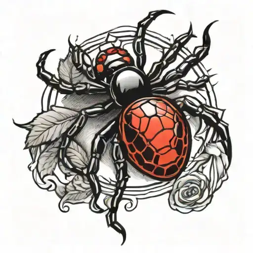 black widow hanging tattoo design idea