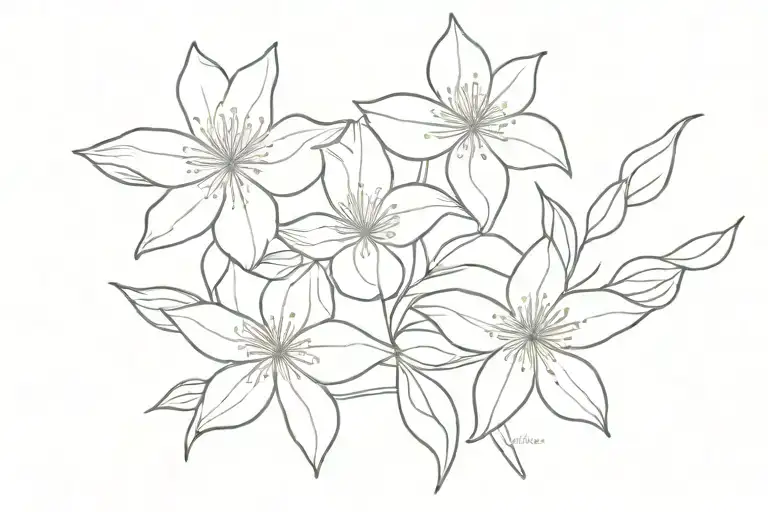 clematis flower with the name Michelle tattoo design idea