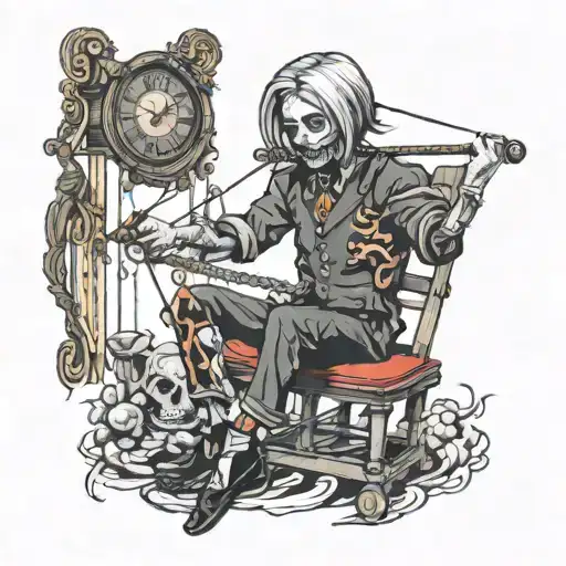 marionette cutting it's own strings tattoo design idea