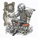 marionette cutting it's own strings tattoo design idea