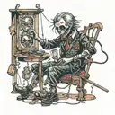 marionette cutting it's own strings tattoo design idea