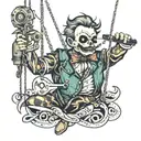 marionette cutting it's own strings tattoo design idea