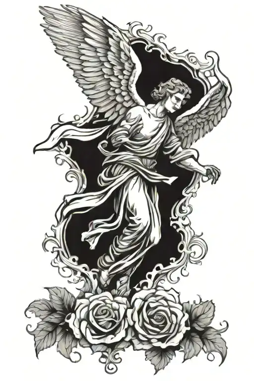 angel rip father tattoo design idea