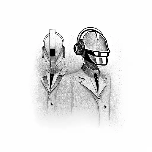 Daft punk duo with anxiety  tattoo design idea