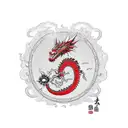 Dragon with a sun using only red, yellow and black tattoo design idea