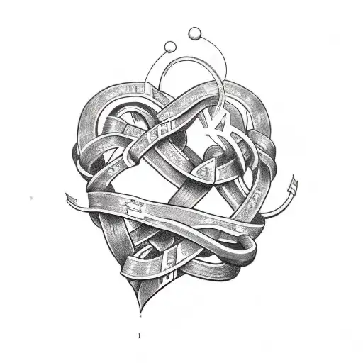 Aria Aubrey intertwined in a heart tattoo design idea