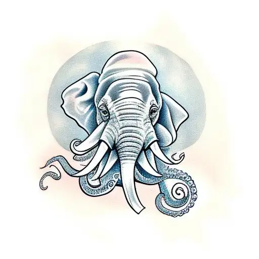 elephant octopus tattoo design idea