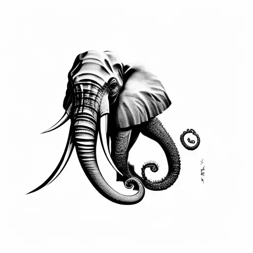 elephant octopus tattoo design idea