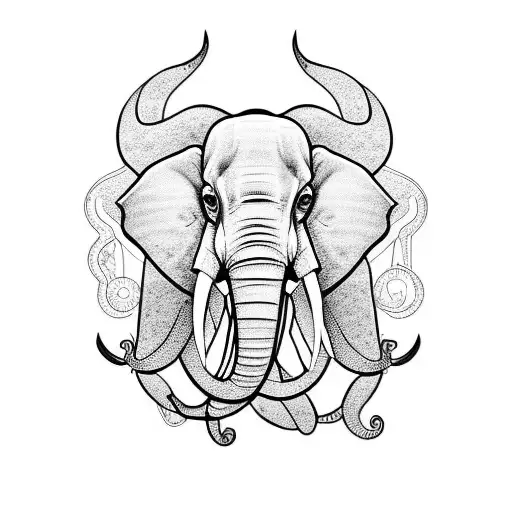 elephant octopus tattoo design idea