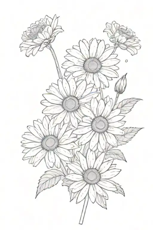 gerber daisy with gemini constellation behind tattoo design idea
