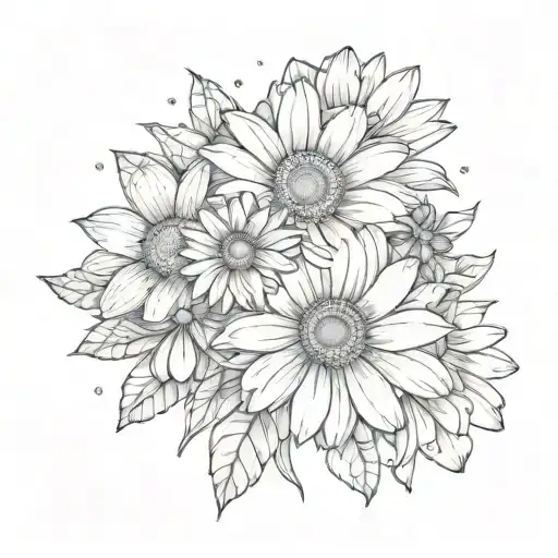 gerber daisy with gemini constellation intertwined tattoo design idea