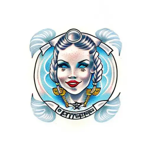 cowgirl with braids tattoo design idea