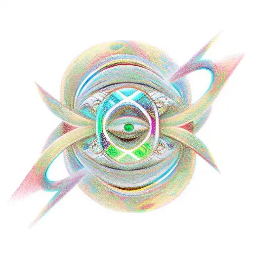 hourglass, infinity loop, galxaxy and holy cross combined     tattoo design idea