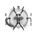 hourglass, infinity loop, galxaxy and holy cross combined     tattoo design idea