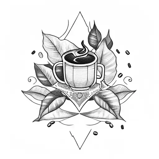 coffee plant tattoo with French press tattoo design idea