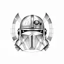 old school persian cat with mandalorian helmet of star wars tattoo design idea