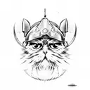 old school persian cat with mandalorian helmet of star wars tattoo design idea