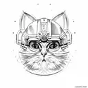 old school persian cat with mandalorian helmet of star wars tattoo design idea
