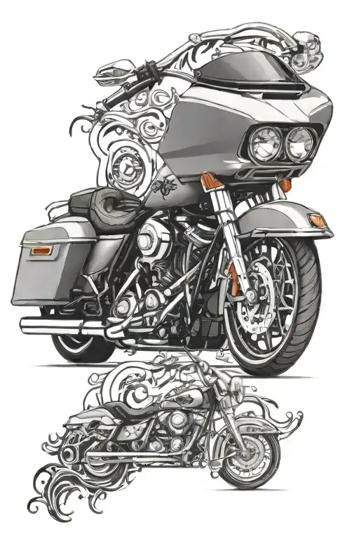 harley road glide with new jersey front wheel tattoo design idea