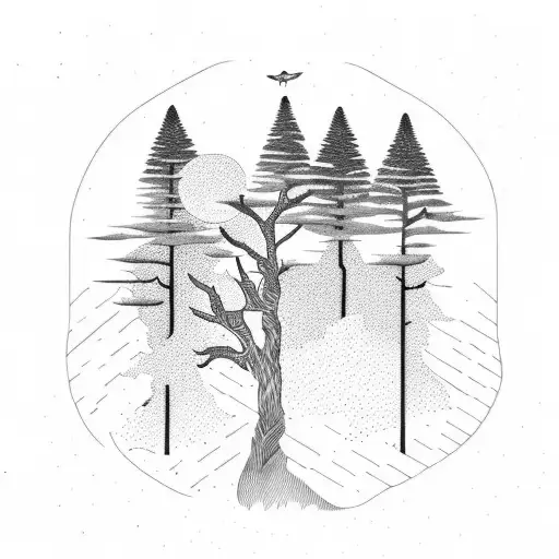 wilderness scene inspired by the poem wild geese by Mary Oliver tattoo design idea