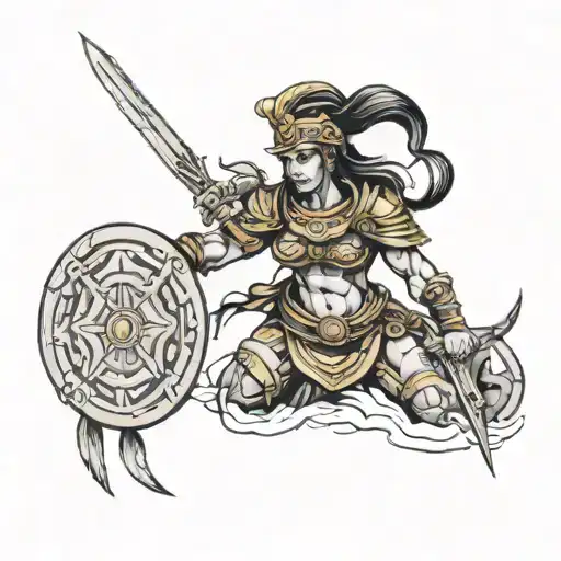 female sparta warrior tattoo design idea