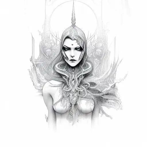 ethereal banshee sleeve  tattoo design idea