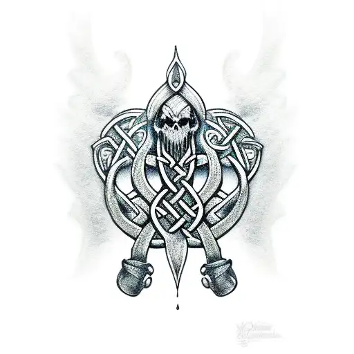 Irish Celtic screaming banshee tattoo design idea