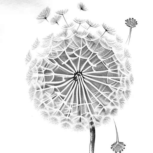 Dandelion and birds tattoo design idea