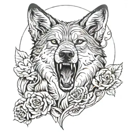 a wolf emerging from the inside of a lambs body tattoo design idea