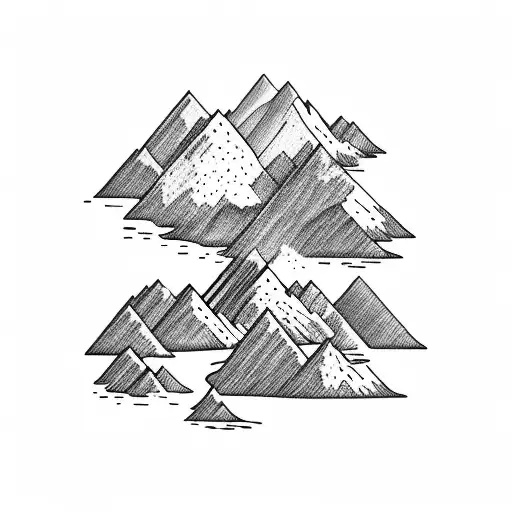mountain scene on a lake tattoo design idea