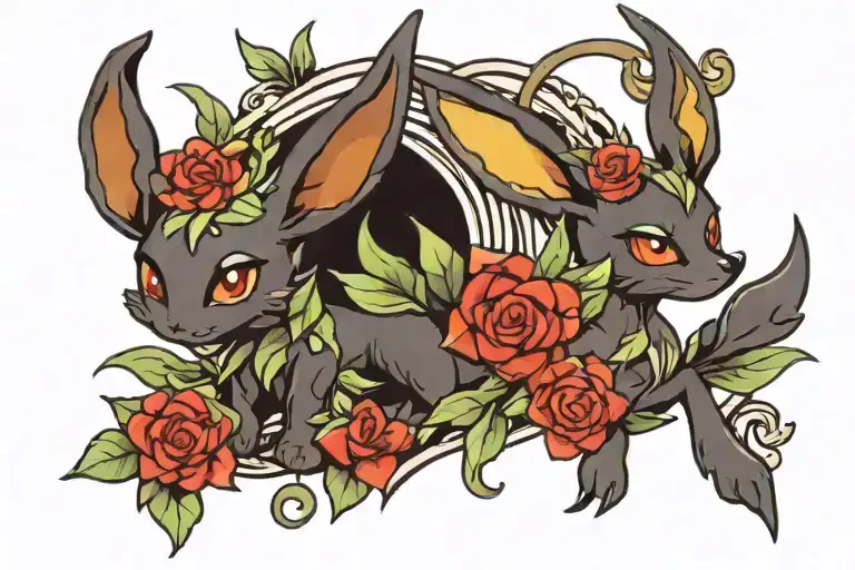 Umbreon and leafeon tattoo design idea