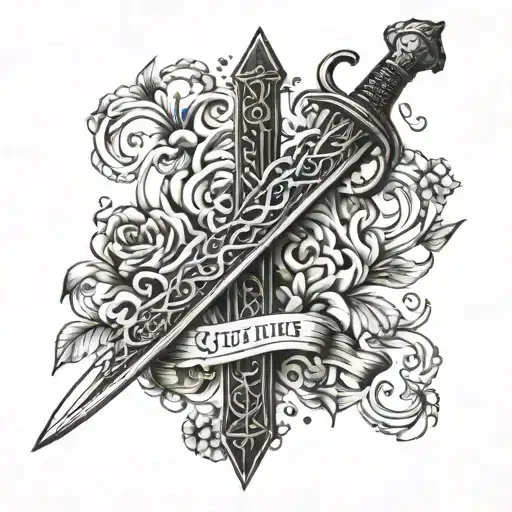 sword with bible verse tattoo design idea