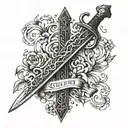 sword with bible verse tattoo design idea