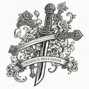 sword with bible verse tattoo design idea