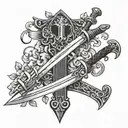 sword with bible verse tattoo design idea