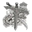 sword with bible verse tattoo design idea