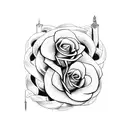 sword with a snake wrapped around it and roses tattoo design idea