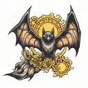 bat with sun in wings spread wide tattoo design idea