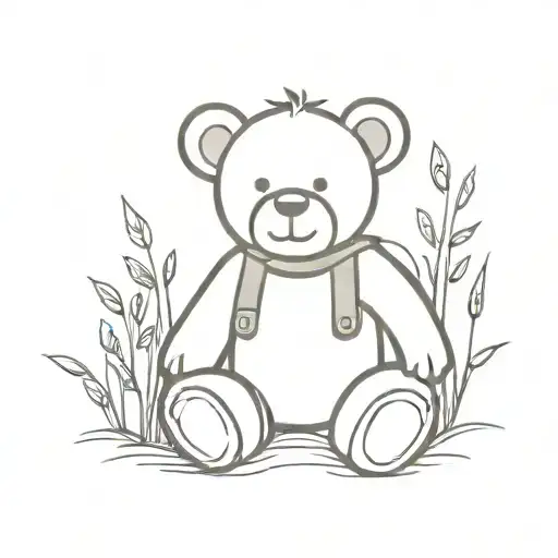 teddy bear farmer tattoo design idea