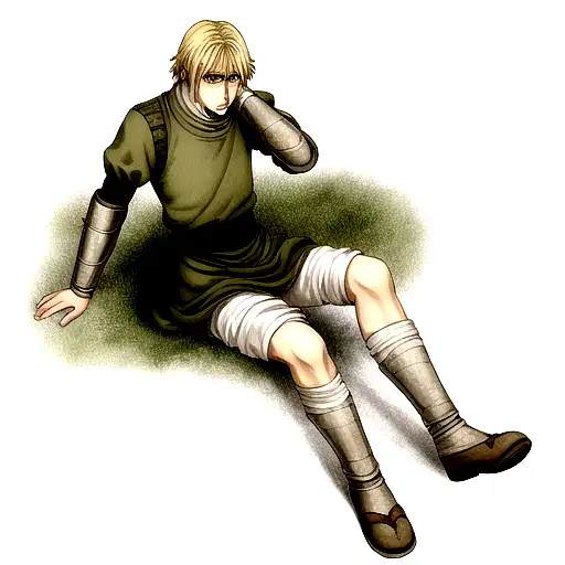 thorfinn from the manga vinland saga, at peace, with a quote "all truly strong people are kind" tattoo design idea