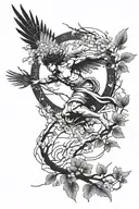 icarus falling from the sun Sakura tree branches tattoo design idea